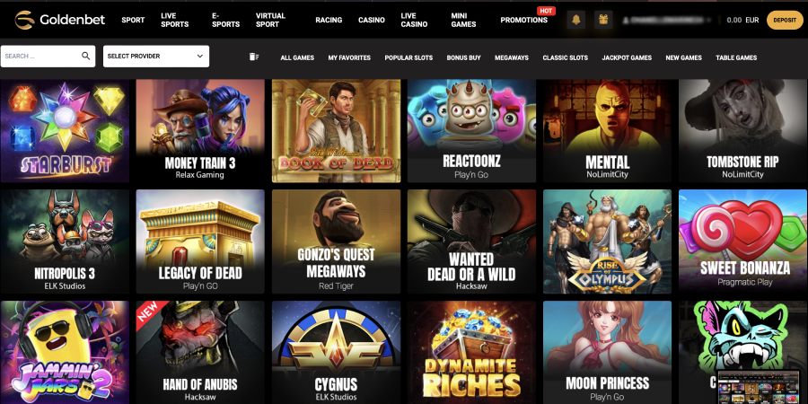 GoldenBet Casino dispose d'une grande variété de jeux