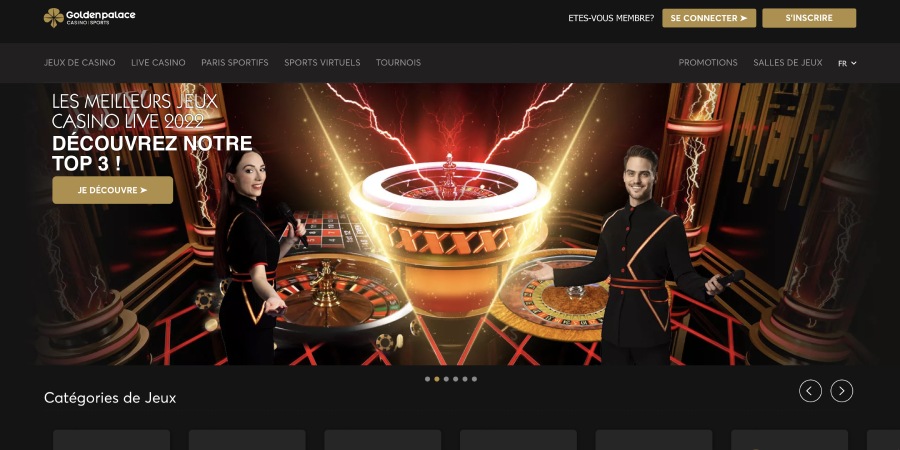 page d'accueil golden palace casino