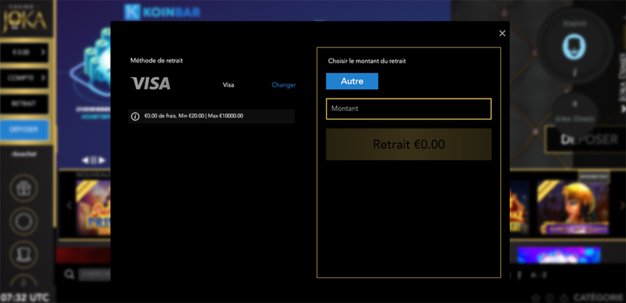 retrait joka casino