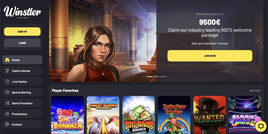 d'accueil sur Winstler Casino