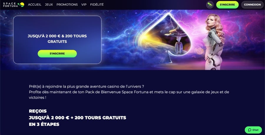 bonus de bienvenue space fortuna