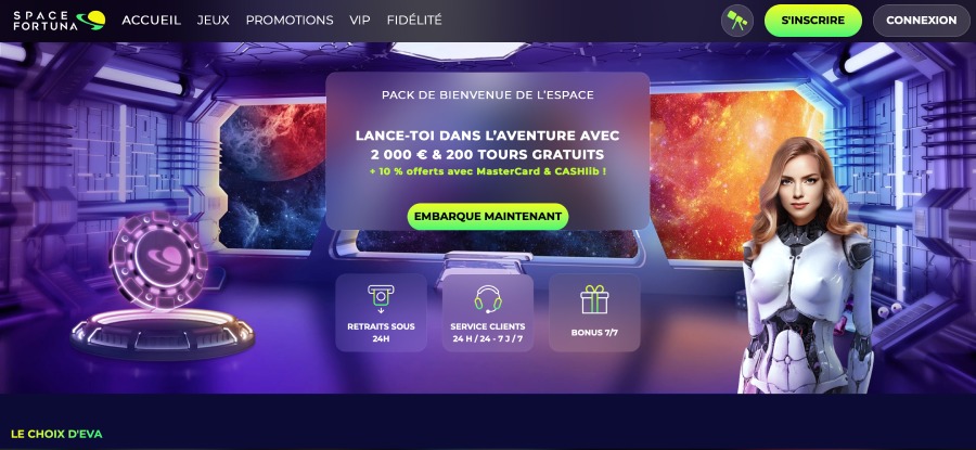 page d'accueil space fortuna casino