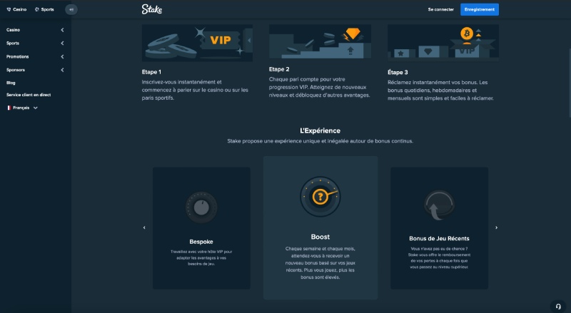 capture decran programme vip stake casino