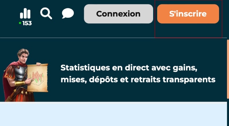 bouton inscription alexander casino