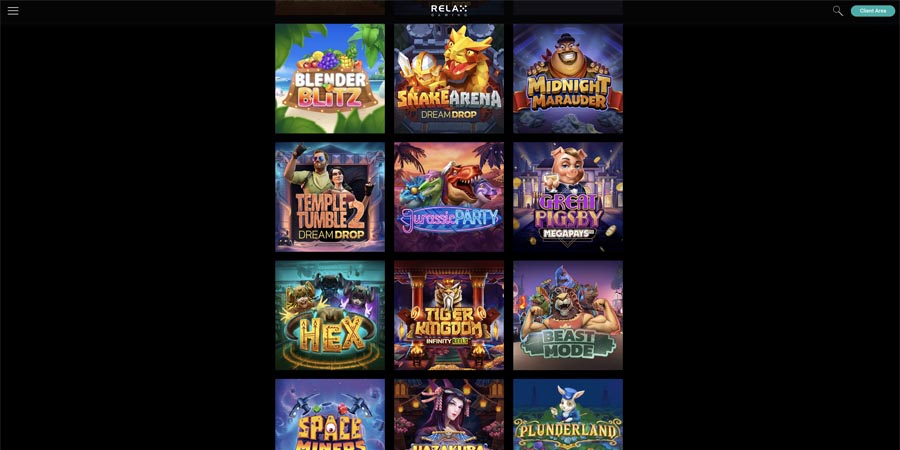 Capture d'écran page d'accueil Relax Gaming