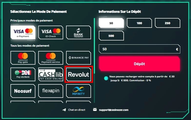 Capture d'écran dépôt sur Revolut
