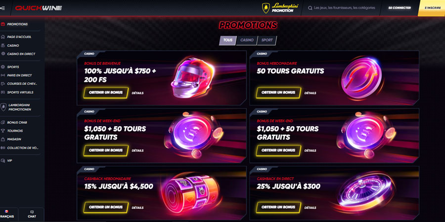quickwin casino vous offre des promotions intéressantes