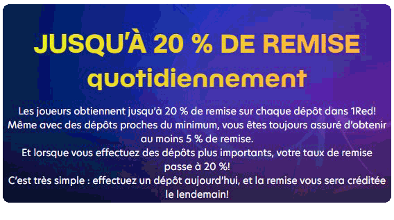 capture d'écran bonus cashback 1red casino