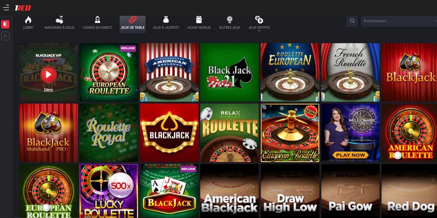 jeux de table 1red casino