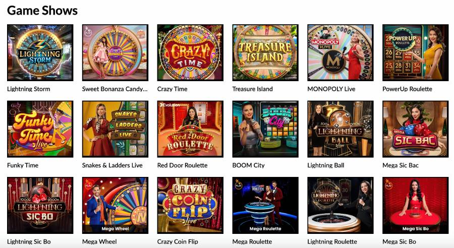 Capture d'écran des jeux TV sur Manga Casino