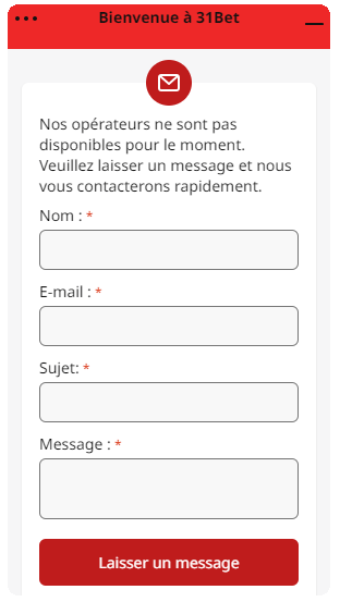 live chat 31bet casino