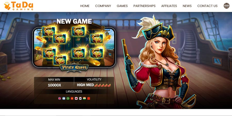 La page d'accueil de TaDa Gaming