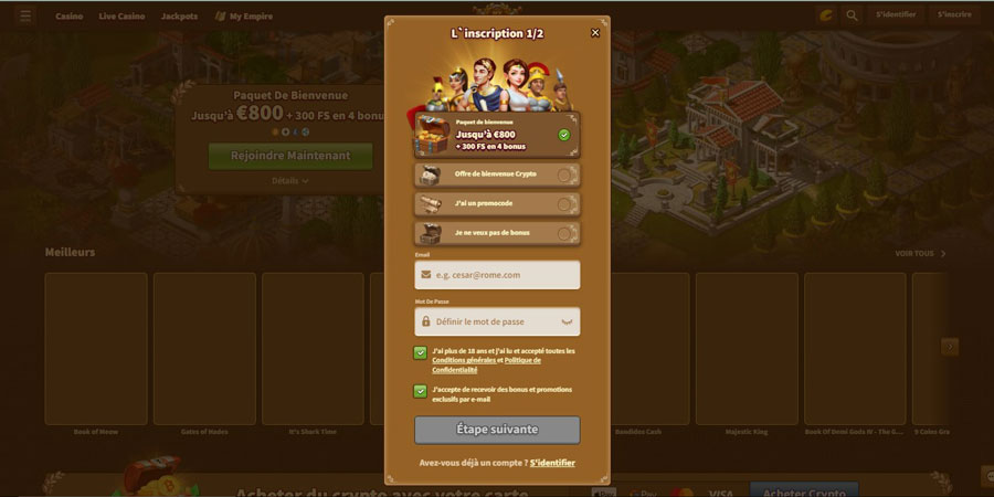 inscription my empire casino