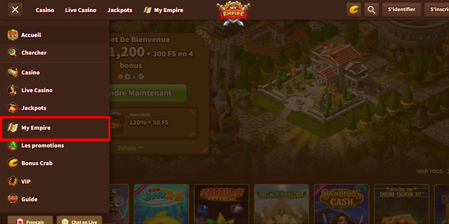 onglet my empire du casino my empire