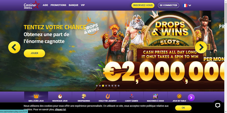 capture decran daccueil de cazino stars