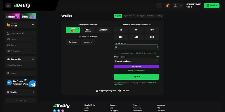 Capture d'écran inscription étape 3 Betify