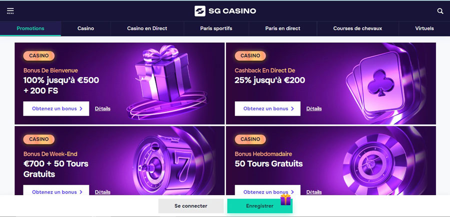 Les promotions sur SG Casino