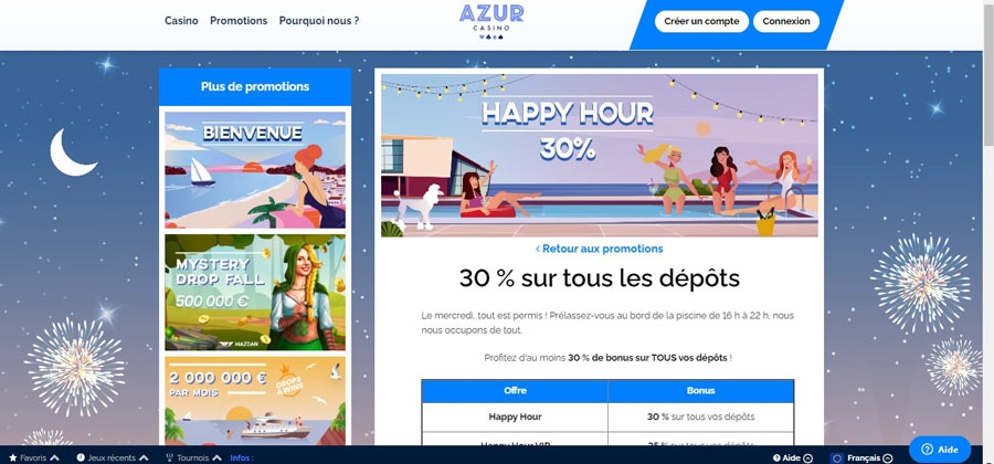 bonus du mercredi azur casino