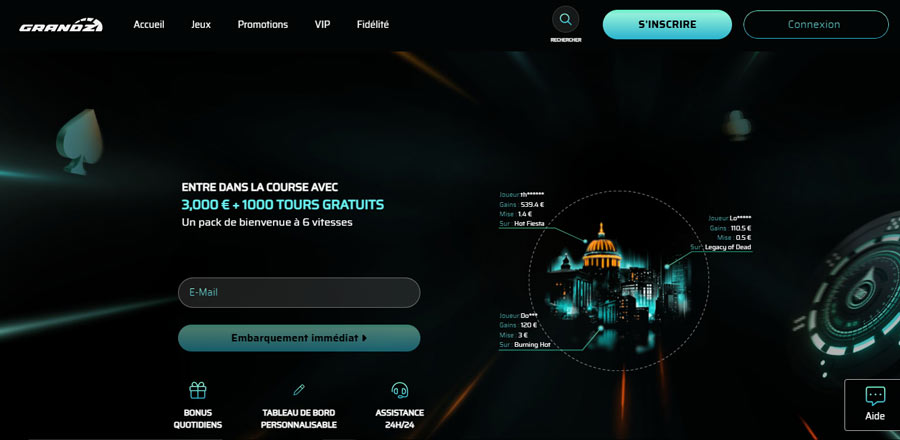inscription grandz casino étape 1