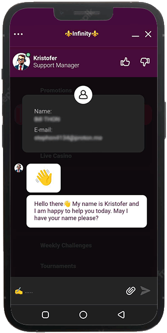 live chat casino infinity