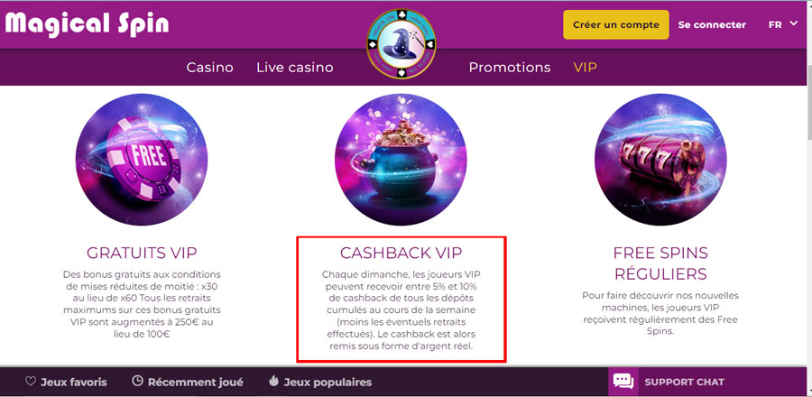 cashback vip magical spin