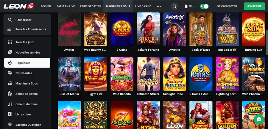 plus de 8 000 machines à sous disponibles leonbet