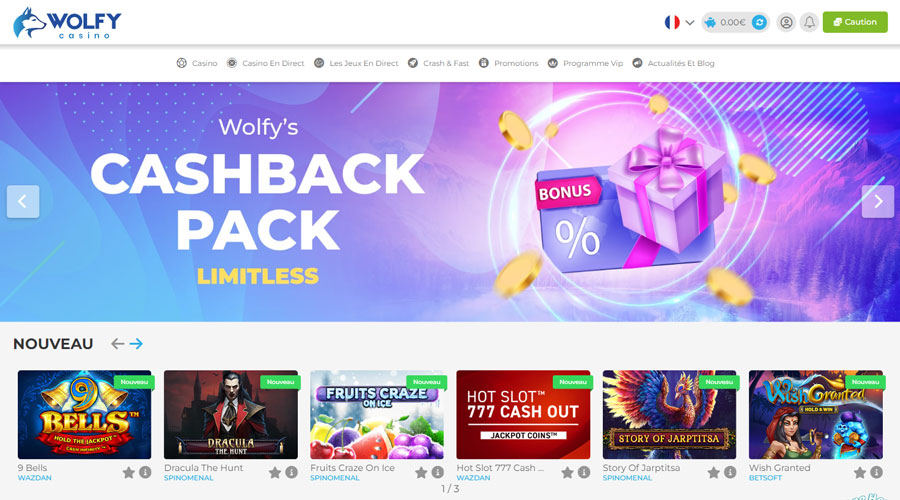 Capture d'écran vérification du compte sur Wolfy Casino