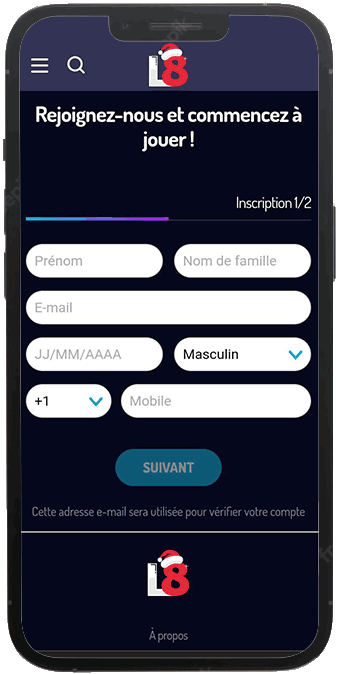 inscription lucky8 sur android étape2