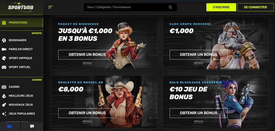 capture decran promotions sportuna casino