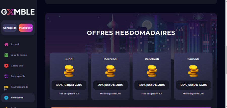 autres promotions gxmble casino
