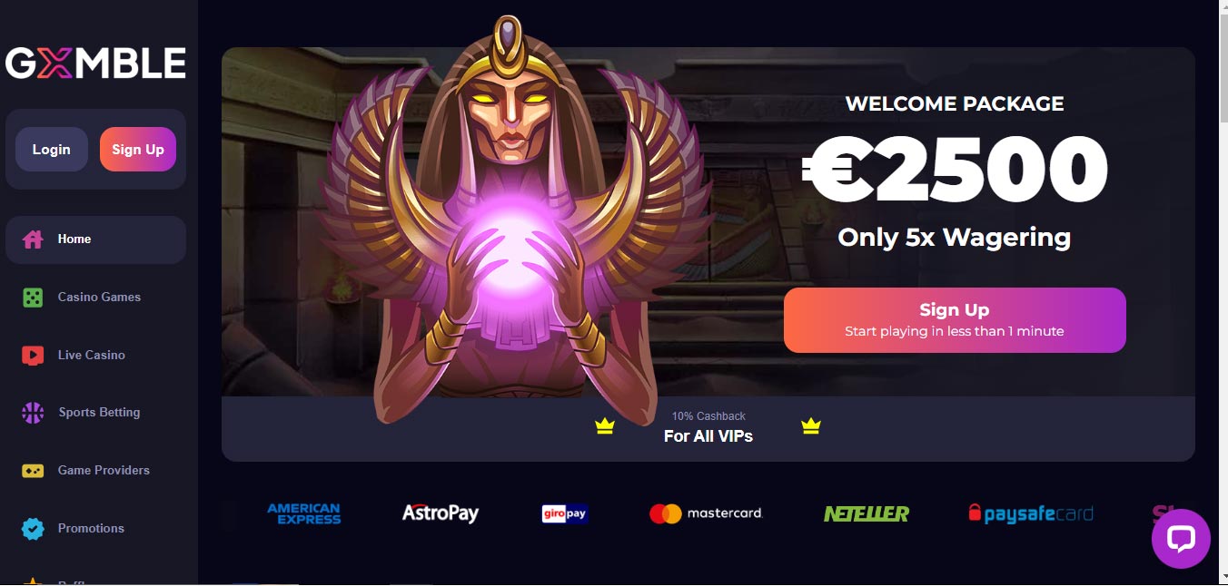 page d'accueil gxmble casino