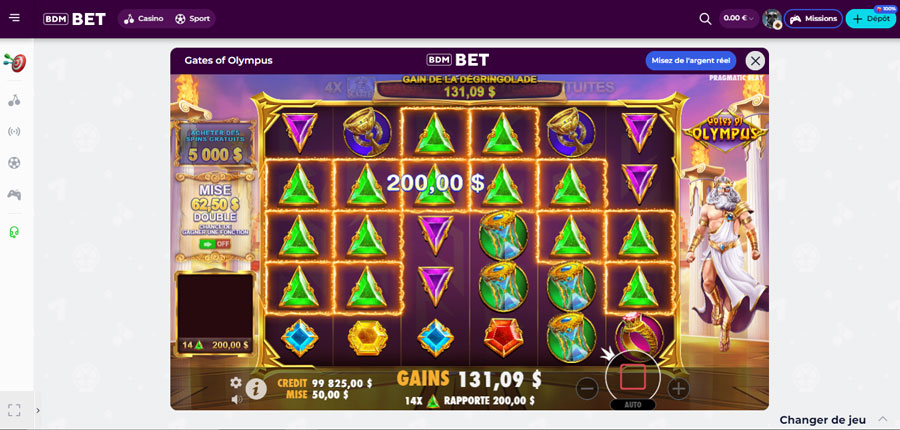 Slot Games of Olympus sur BDMBet