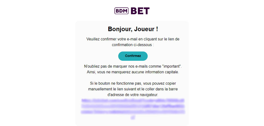 étape 3 inscription BDMbet Casino