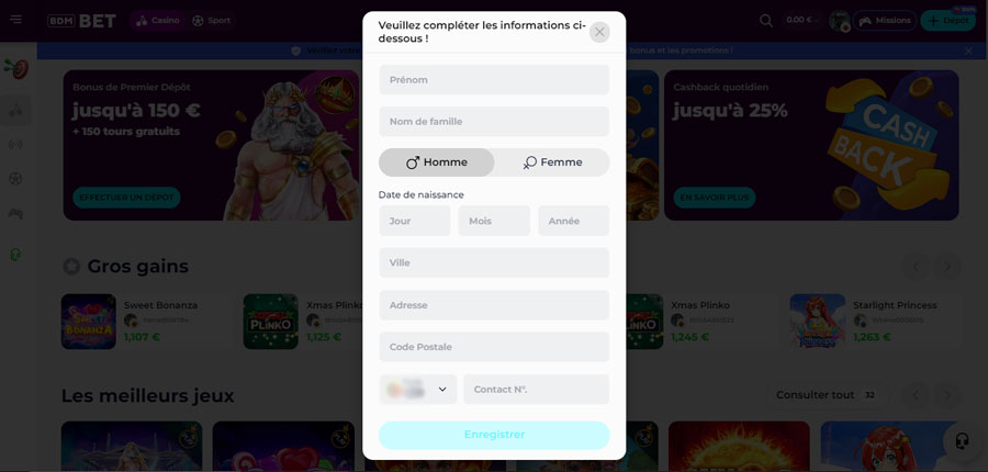 étape 4 inscription BDMbet Casino