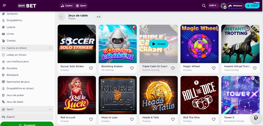 Jeux de table BDMBet