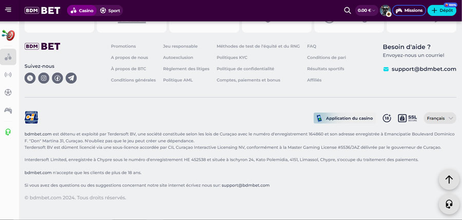 Licence BDMBet 
