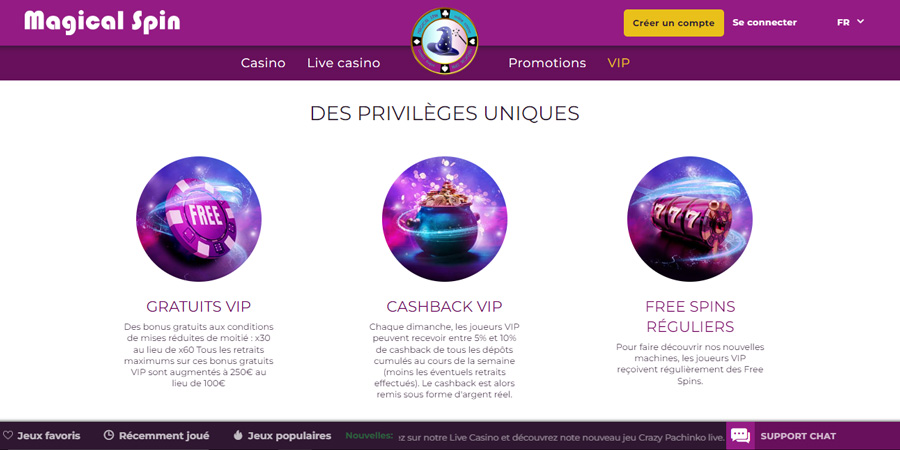 programme vip magical spin