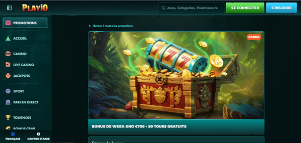 un bonus sur vos dépôt du week end playio