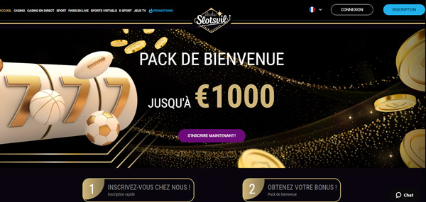 Capture d'écran accueil SlotsVil