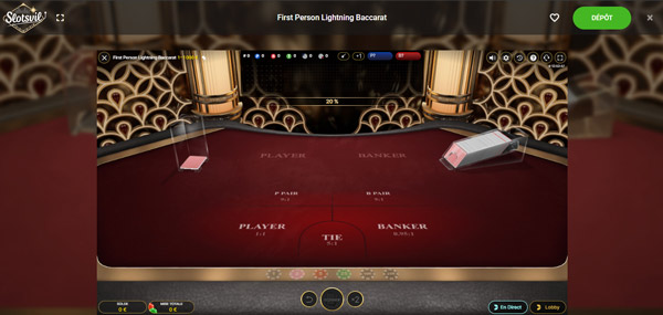 Capture d'écran du jeu First Person Lightning Baccarat sur SlotsVil
