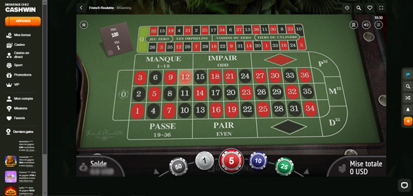 french roulette sur cashwin