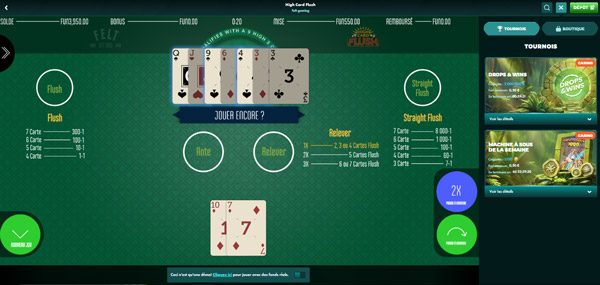 high card flush de felt gaming playio