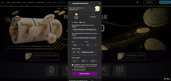 Capture d'écran inscription étape 4 SlotsVil