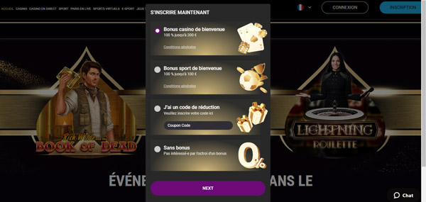 Capture d'écran inscription étape 2 SlotsVil