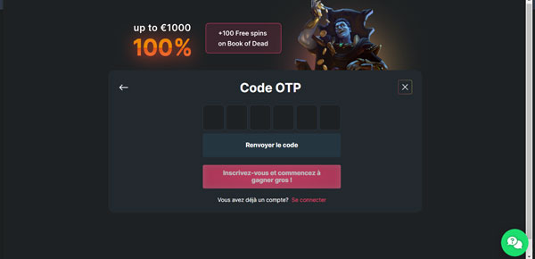 inscription étape 3 touch casino