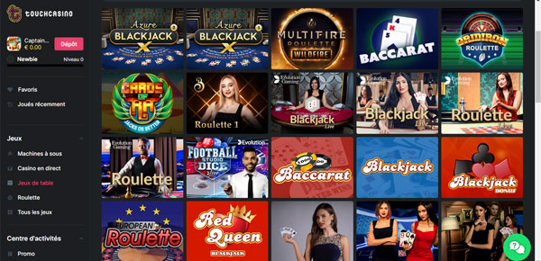 jouez à votre jeu de table préféré touch casino