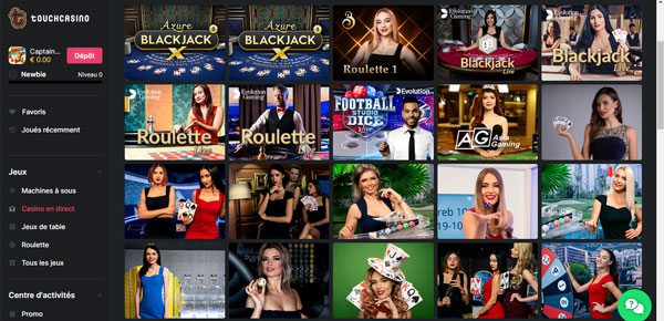 testez votre chance avec de vrais croupiers touch casino