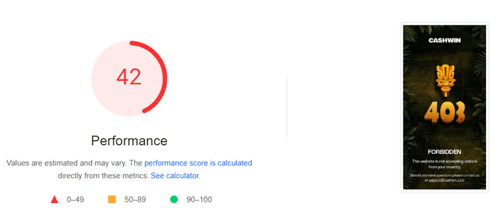 capture d'écran rapidite cashwin casino