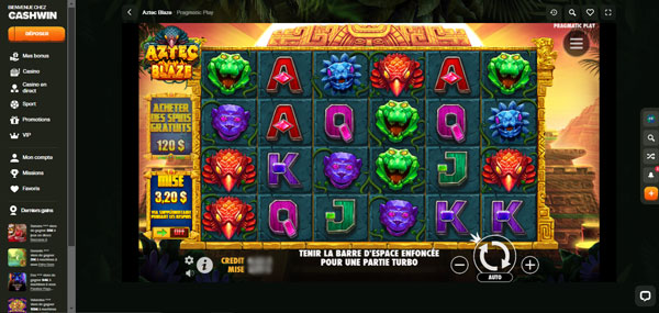 machine à sous aztec blaze sur cashwin