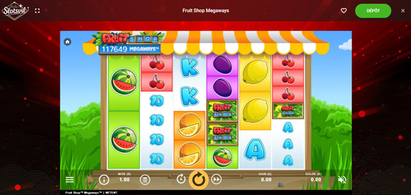 Capture d'écran machine à sous Fruit Shot Megaways sur SlotsVil